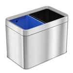 ITouchless 5.3 Gallon / 20L Slim Dual Compartment Open Top Trash Can and Recycle Bin – Rectangular Stainless Steel Wastebasket for Kitchen, Home, Office, Cubicle, Breakroom, Garage