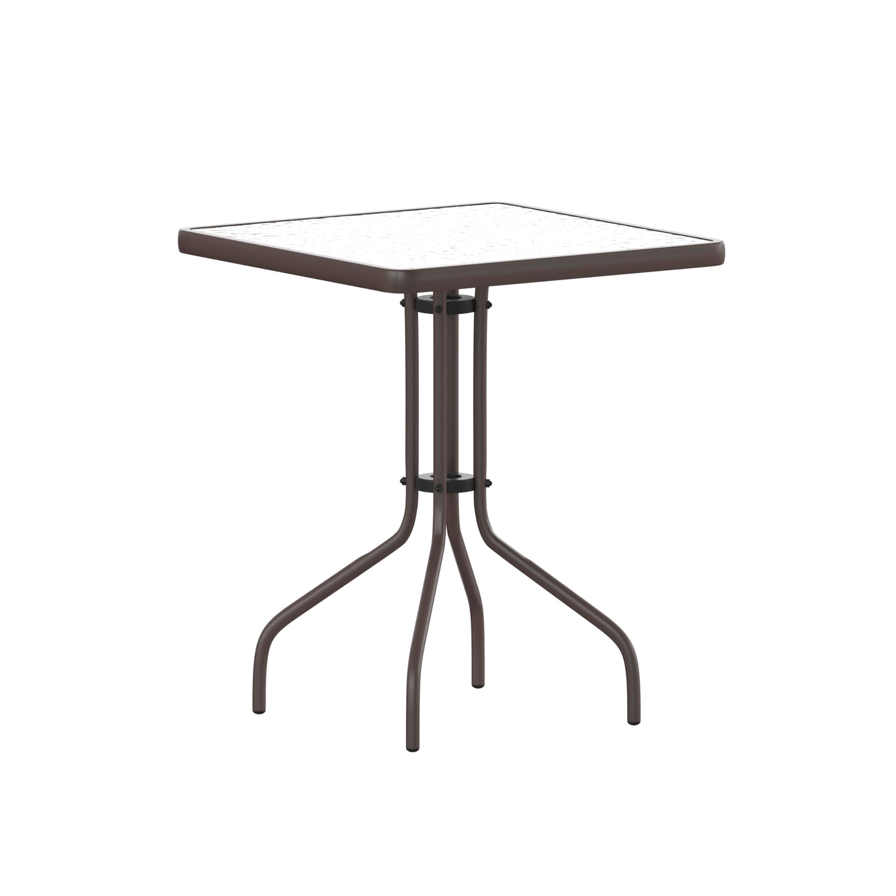 Flash Furniture Barker 23.5" Square Indoor/Outdoor Tempered Glass Patio Side Table, Outdoor Patio Table for Commercial or Residential Use, Clear/Black