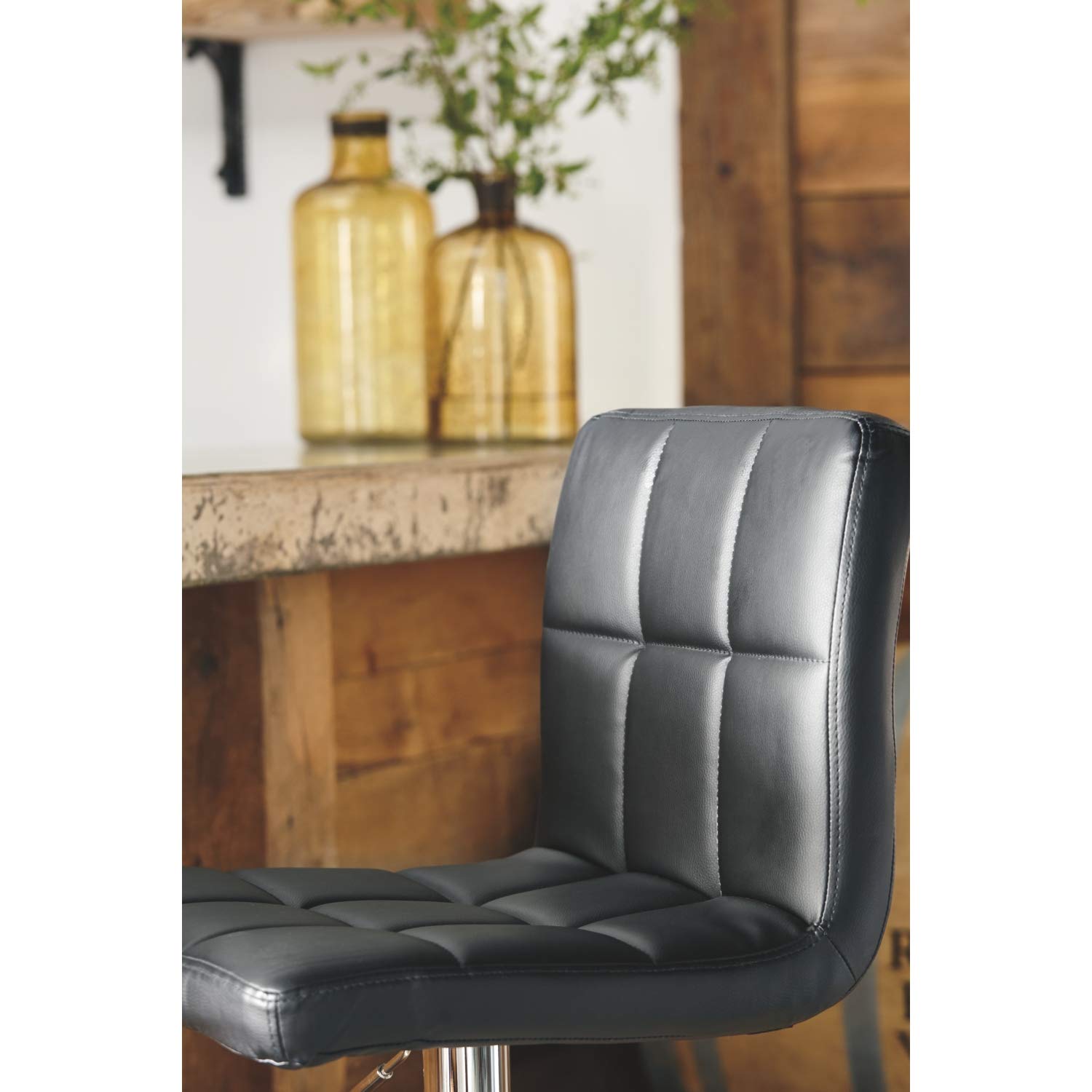 Signature Design by Ashley Centiar 24" Counter Height Modern Bucket Barstool, 2 Count, Black