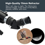 Celestron Travel Scope 70 Portable Refractor Telescope – 70mm Aperture, Fully-Coated Glass Optics – Includes Tripod, Backpack & Software – Ideal for Beginners & Travel