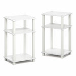Furinno JUST Side Table, 3-Tier End Table, Open Shelves Night Stand, Bedside Table, Toolless Assembly, for Living Room, Bedroom, Bathroom, Columbia Walnut