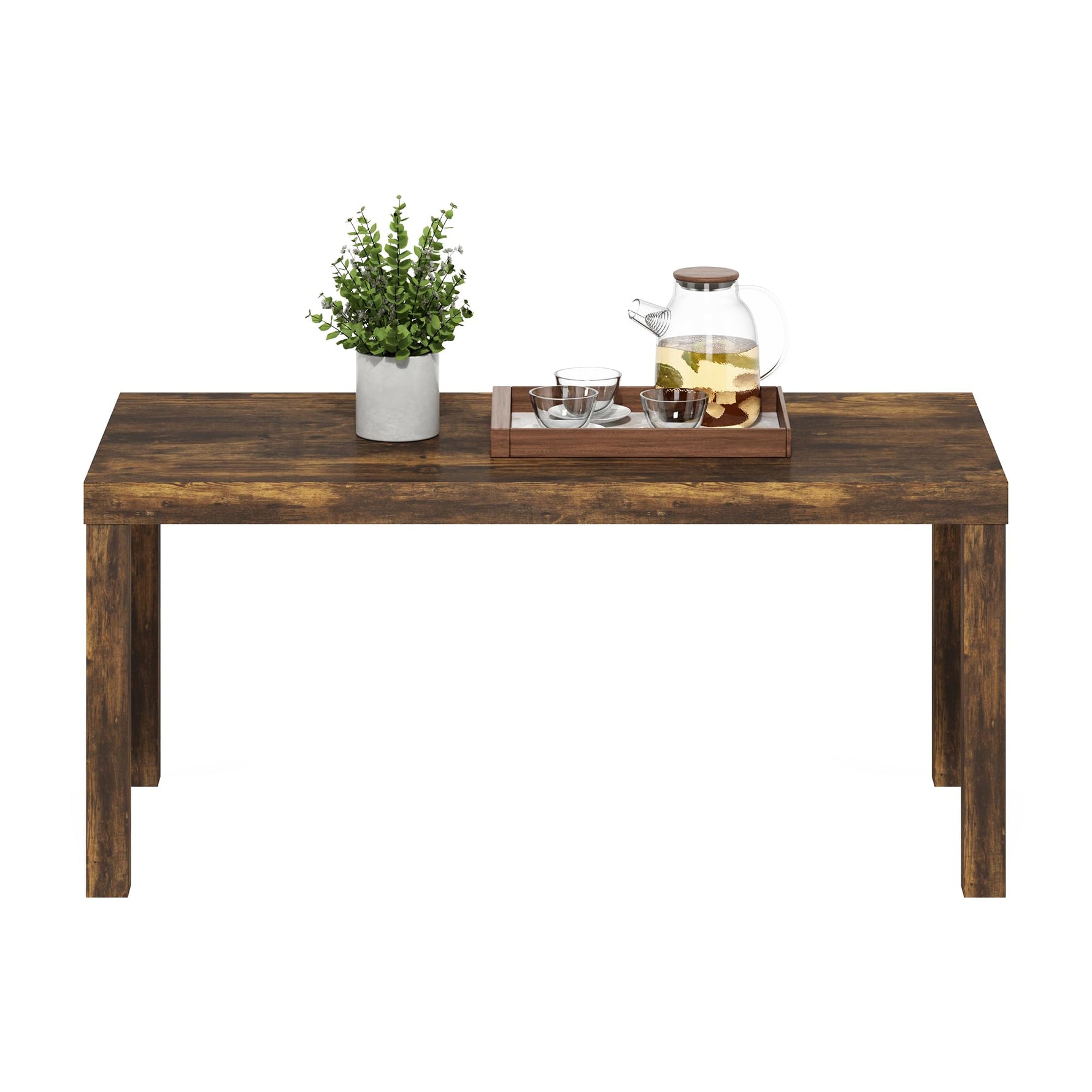 Furinno CLASSIC Coffee Table, Modern Rectangle Coffee Table with 1.8" Triple Thick Tabletop, Side Table, Toolless Assembly, for Living Room, Home Office, Black