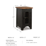 Signature Design by Ashley Valebeck Rustic Farmhouse Chair Side End Table with Cabinet Door, Distressed Black