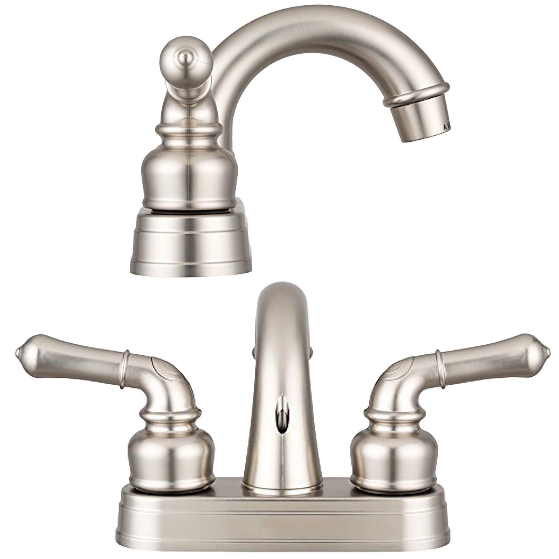 Dura Faucet DF-PL620C-SN RV Bathroom Sink Faucet - Smooth Turning 2-Lever (Brushed Satin Nickel)