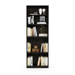Furinno Jaya Book Shelf, 5-Tier Bookshelf, Bookcase with Adjustable Shelves, 9.5 x 24.5 x 71.2, for Organization and Storage, for Living Room, Bedroom, Home Office, Blackwood