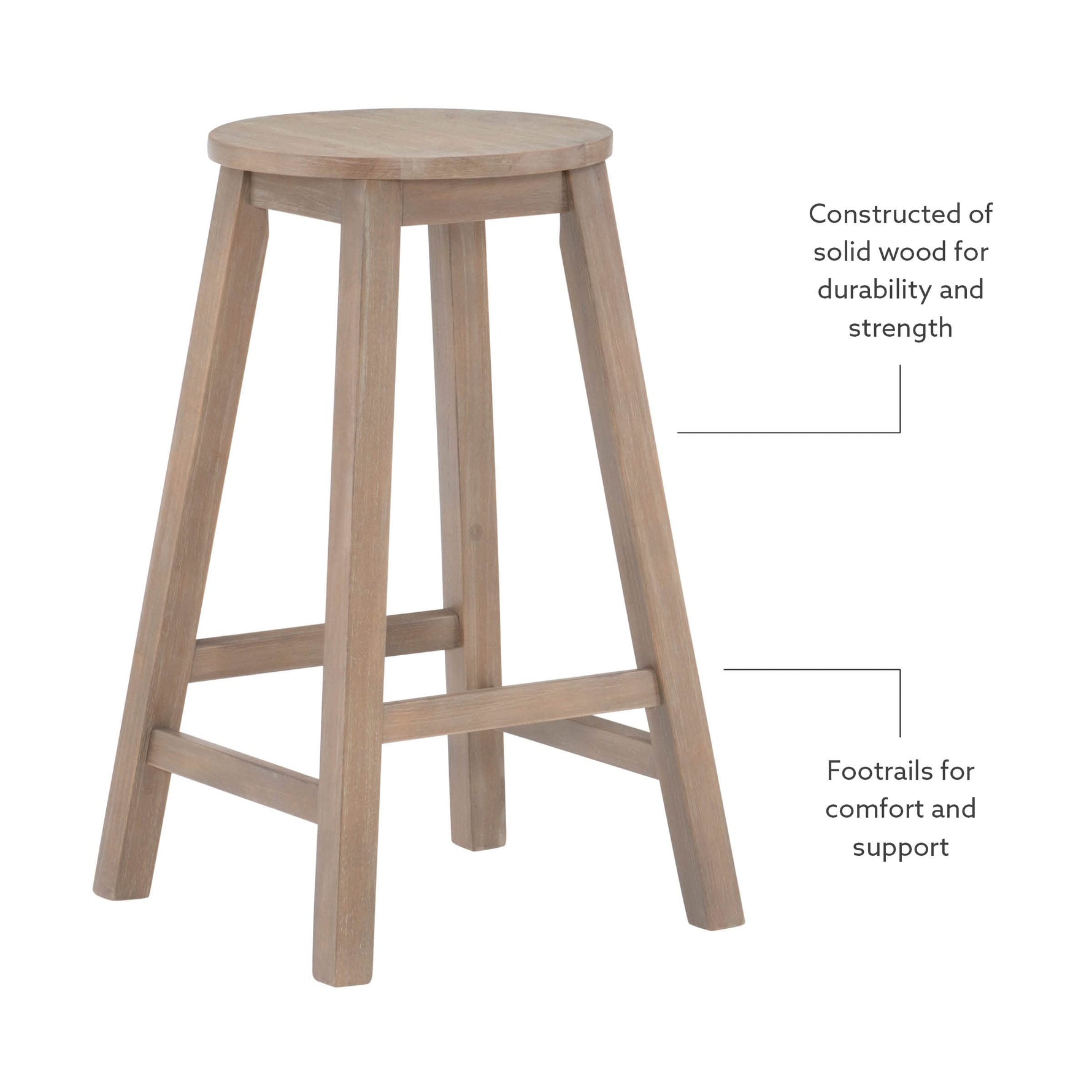 Linon Natural Barstool with Round Seat, 24-Inch