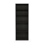Furinno Jaya Book Shelf, 5-Tier Bookshelf, Bookcase with Adjustable Shelves, 9.5 x 24.5 x 71.2, for Organization and Storage, for Living Room, Bedroom, Home Office, Blackwood