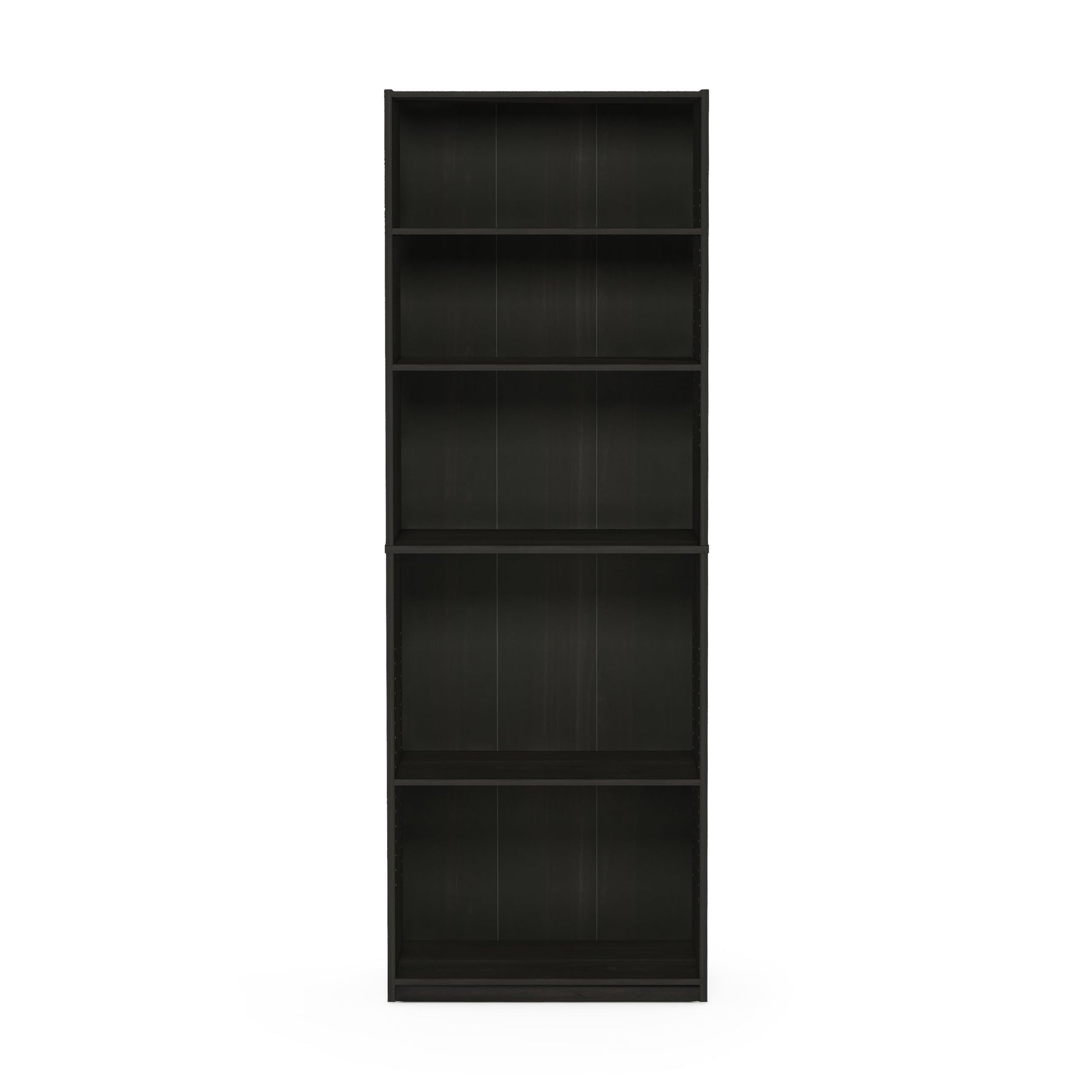 Furinno Jaya Book Shelf, 5-Tier Bookshelf, Bookcase with Adjustable Shelves, 9.5 x 24.5 x 71.2, for Organization and Storage, for Living Room, Bedroom, Home Office, Blackwood