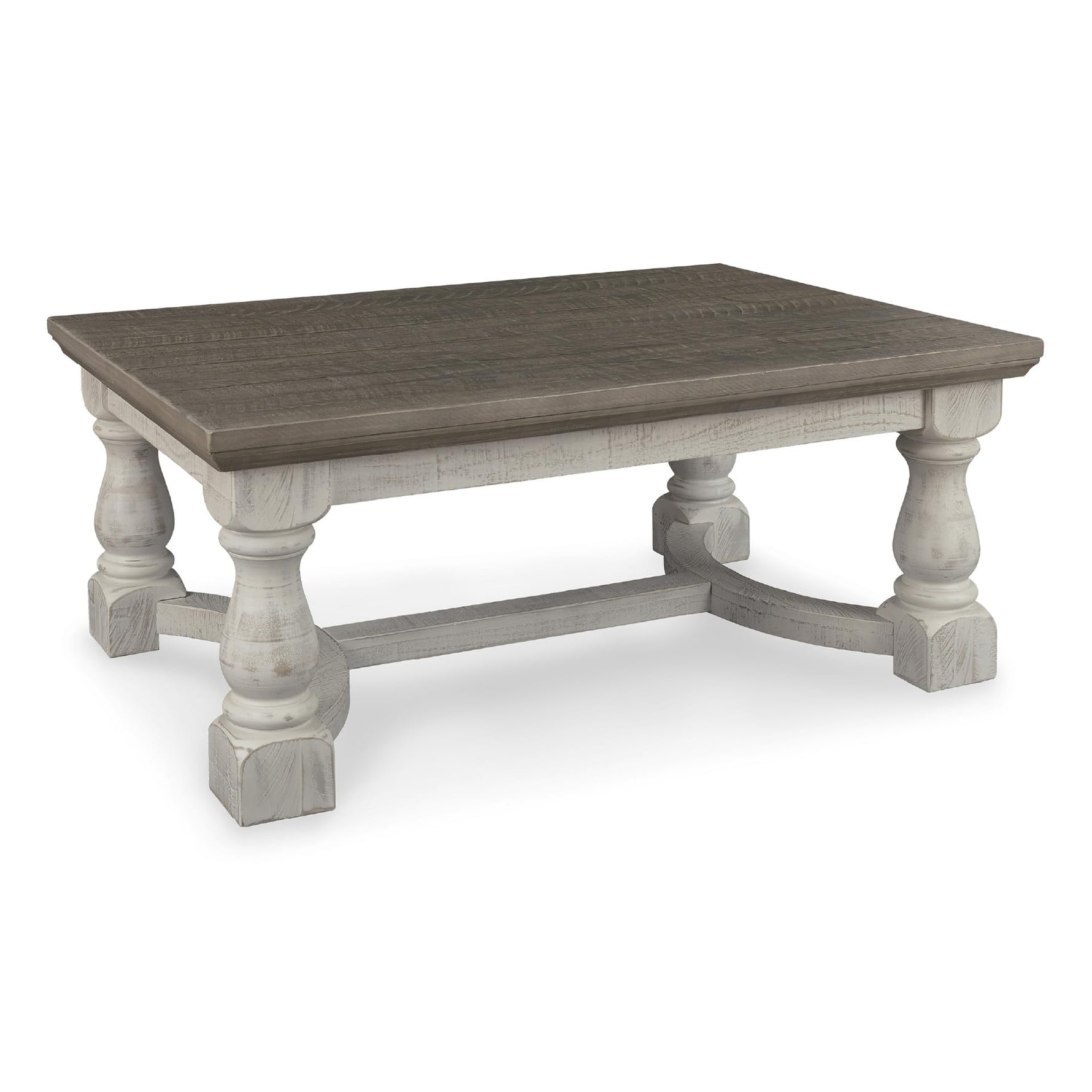 Signature Design by Ashley Havalance Farmhouse Sofa Table, Flip Top Design for Additional Dining Space and Fixed Lower Shelf, Gray & White with Weathered Finish