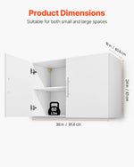 VEVOR Laundry Room Wall Cabinet, 2-Tier Wall Mounted Hanging Cabinet with Adjustable Shelf, Cupboard Storage with 2 Doors, for Kitchen, Bathroom, Laundry, 11.8 x 23.6 x 23.6 in (D x W x H), White