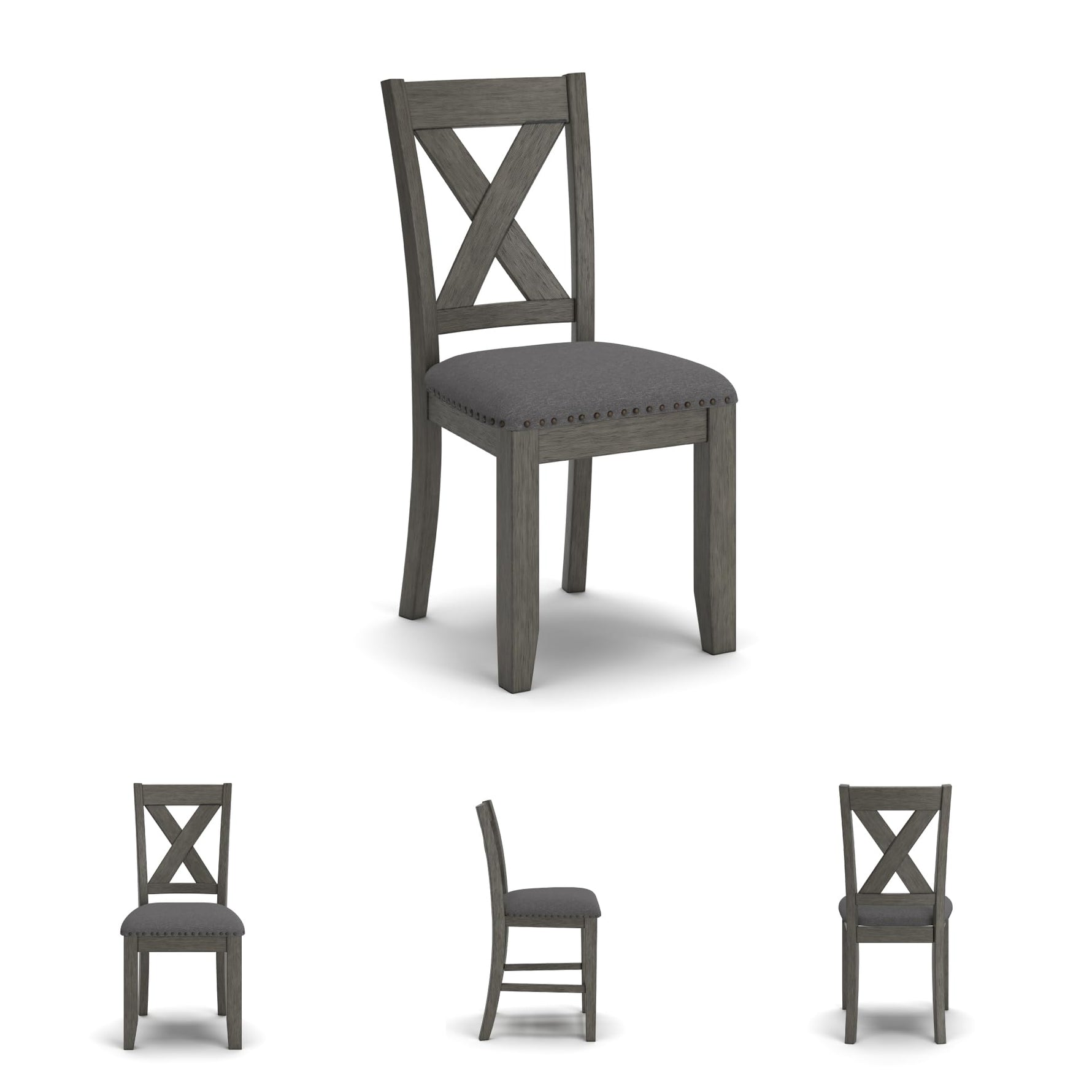 Signature Design by Ashley Caitbrook Rustic 7-Piece Dining Set – Rectangular Table with 6 X-Back Upholstered Chairs, Gray