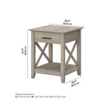 Bush Home End Table with Drawer, Nightstand with Storage, Living Room and Bedroom Furniture, Key West Collection, Washed Gray