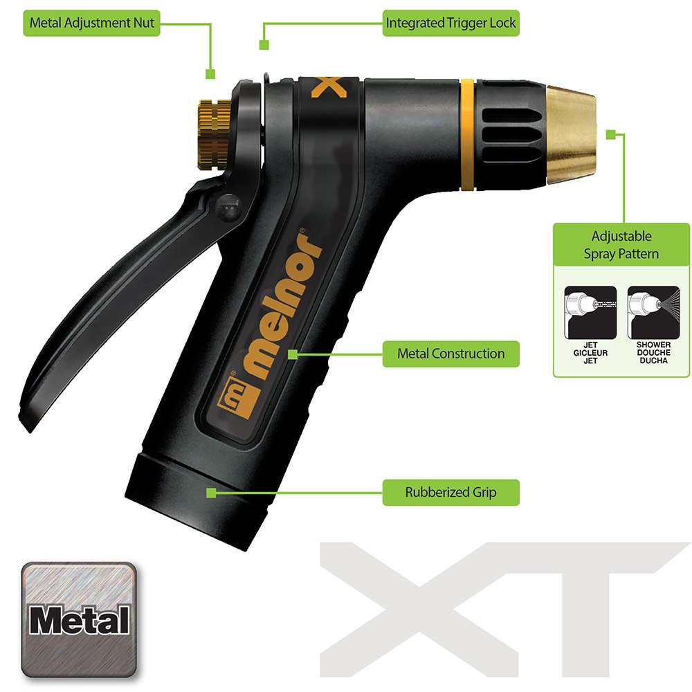 Melnor 65020-AMZ Metal Nozzle with QuickConnect Product Adapter Set, Multi-Pattern, Heavyweight Rear Trigger