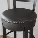 Signature Design by Ashley Valebeck Upholstered Swivel Stool, Cushioned Seat, Woven Fabric Upholstery, Wood, 24" H, Brown & Black