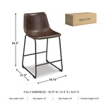 Signature Design by Ashley Centiar 24" Counter Height Modern Bucket Barstool, 2 Count, Black