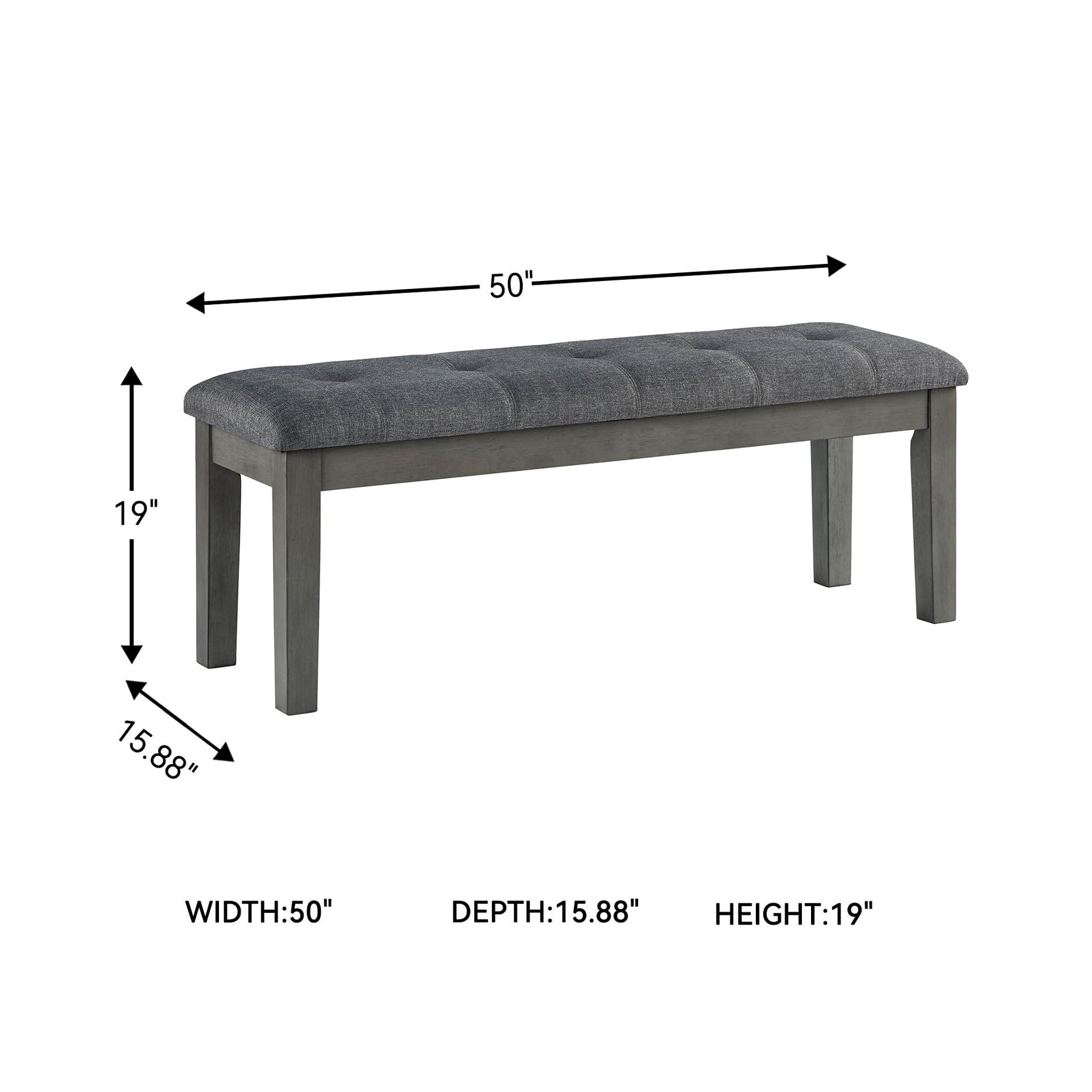 Signature Design by Ashley Ralene Tufted Upholstered Dining Room Bench, Medium Brown