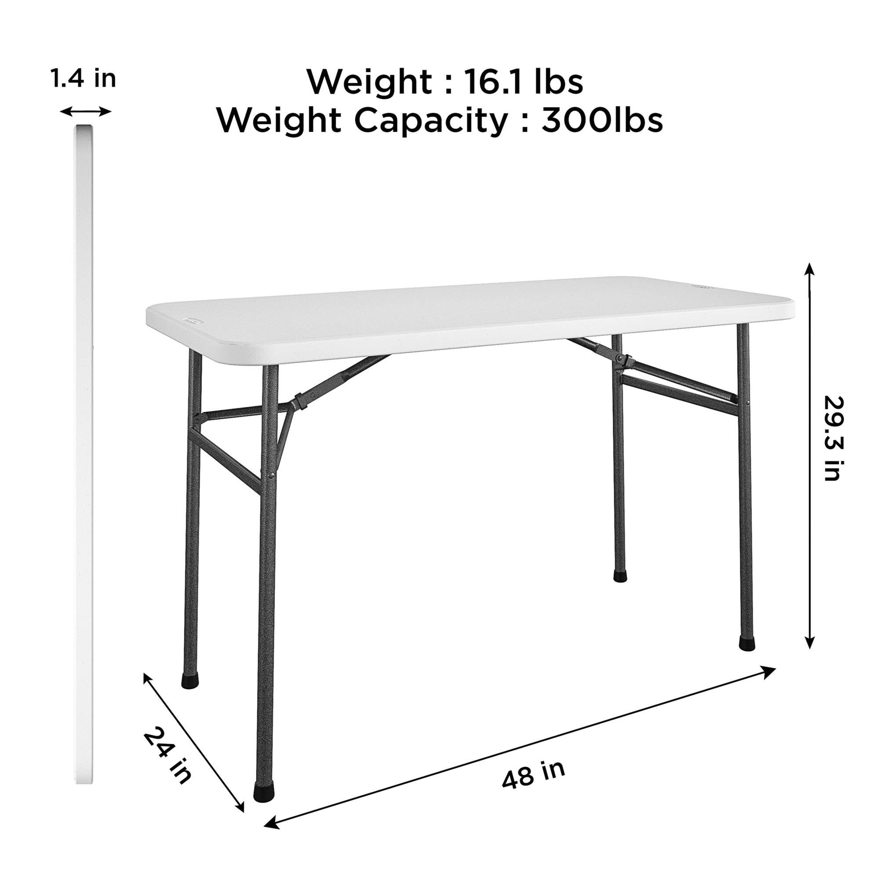 COSCO 6 ft. Fold-in-Half Banquet Table w/Handle, Black