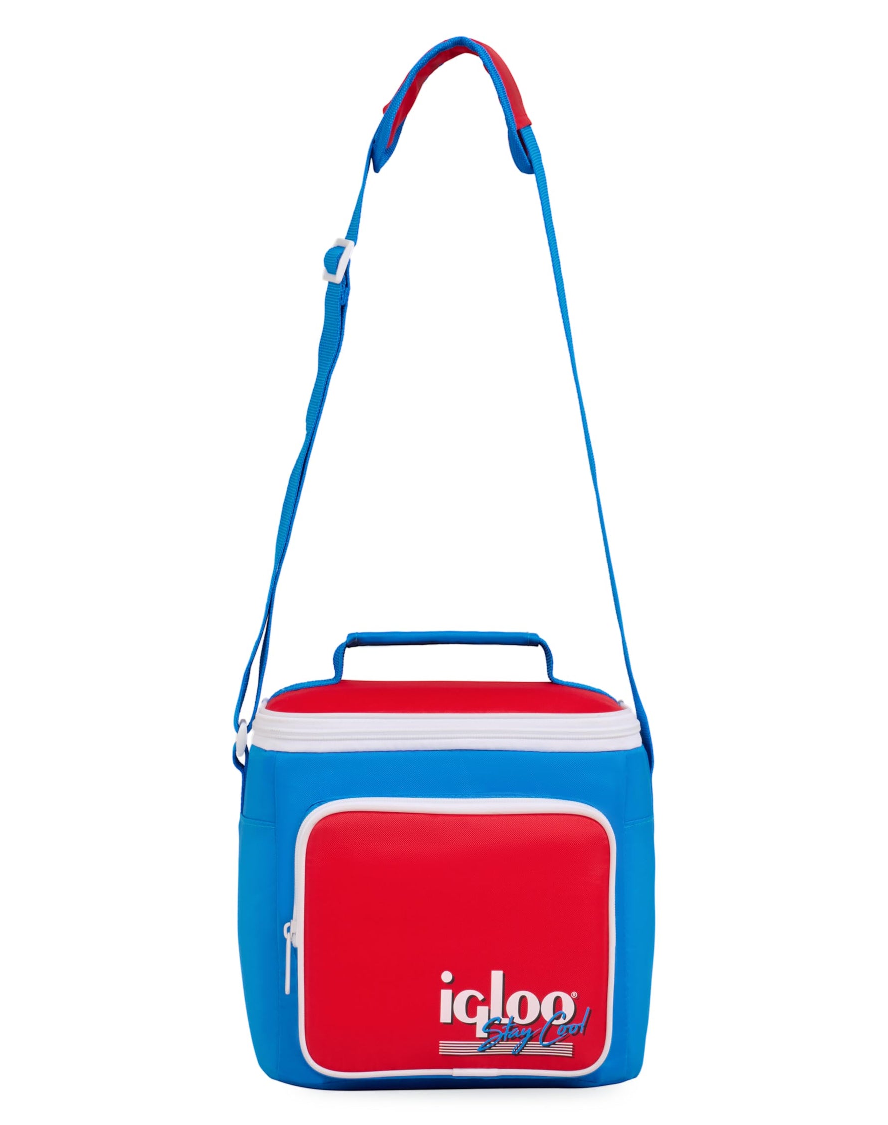 Igloo 90s Retro Collection Square Lunch Box Cooler with Front Pocket; Red, White & Blue