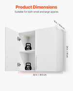 VEVOR Laundry Room Wall Cabinet, 2-Tier Wall Mounted Hanging Cabinet with Adjustable Shelf, Cupboard Storage with 2 Doors, for Kitchen, Bathroom, Laundry, 11.8 x 23.6 x 23.6 in (D x W x H), White