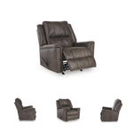 Signature Design by Ashley Skymaker Modern Faux Leather Manual Rocker Recliner with Track Arms, Dark Brown