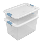 Sterilite 4-Pack 64 Quart Latching Box, Clear Plastic Storage Organizer Bins with White Lids - Large Stackable Containers for Home Bedroom, Dorm Room, and Closet Organization