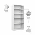 Bush Home Universal Small 2 Shelf Bookcase in Black, Low Storage and Display Bookshelf for Home Office or Living Room Organization