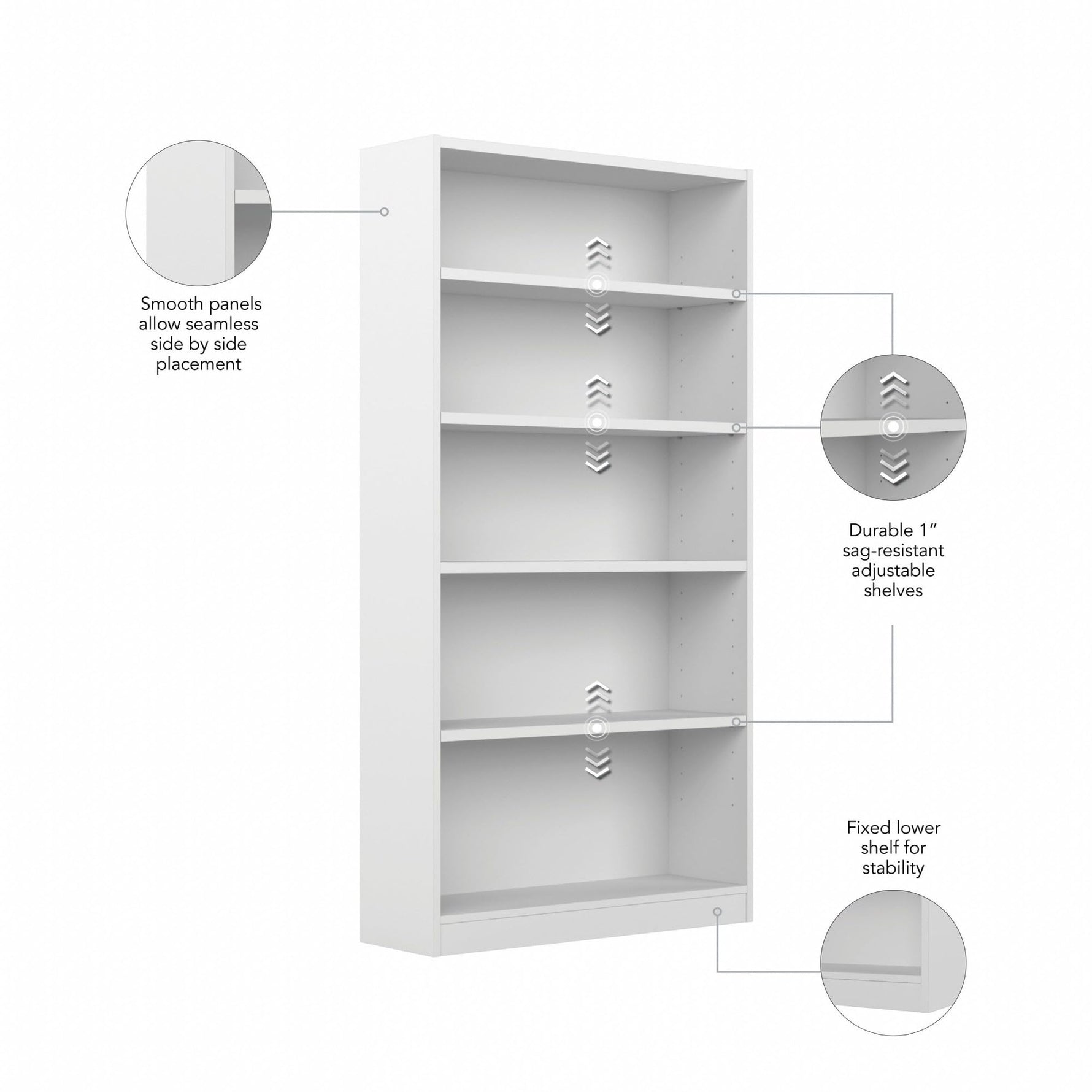 Bush Home Universal Small 2 Shelf Bookcase in Black, Low Storage and Display Bookshelf for Home Office or Living Room Organization