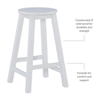Linon Natural Barstool with Round Seat, 24-Inch