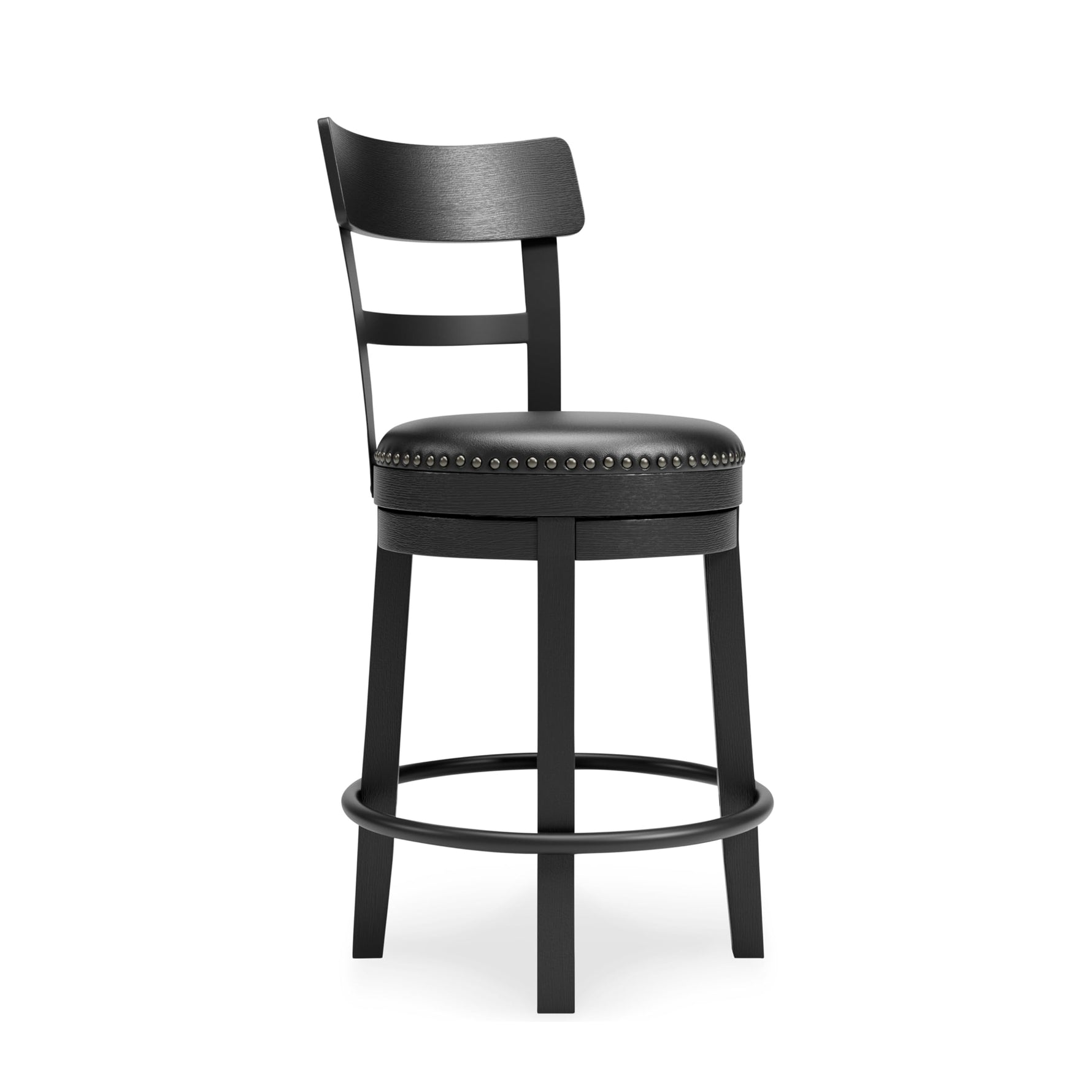 Signature Design by Ashley Valebeck Upholstered Swivel Stool, Cushioned Seat, Woven Fabric Upholstery, Wood, 24" H, Brown & Black