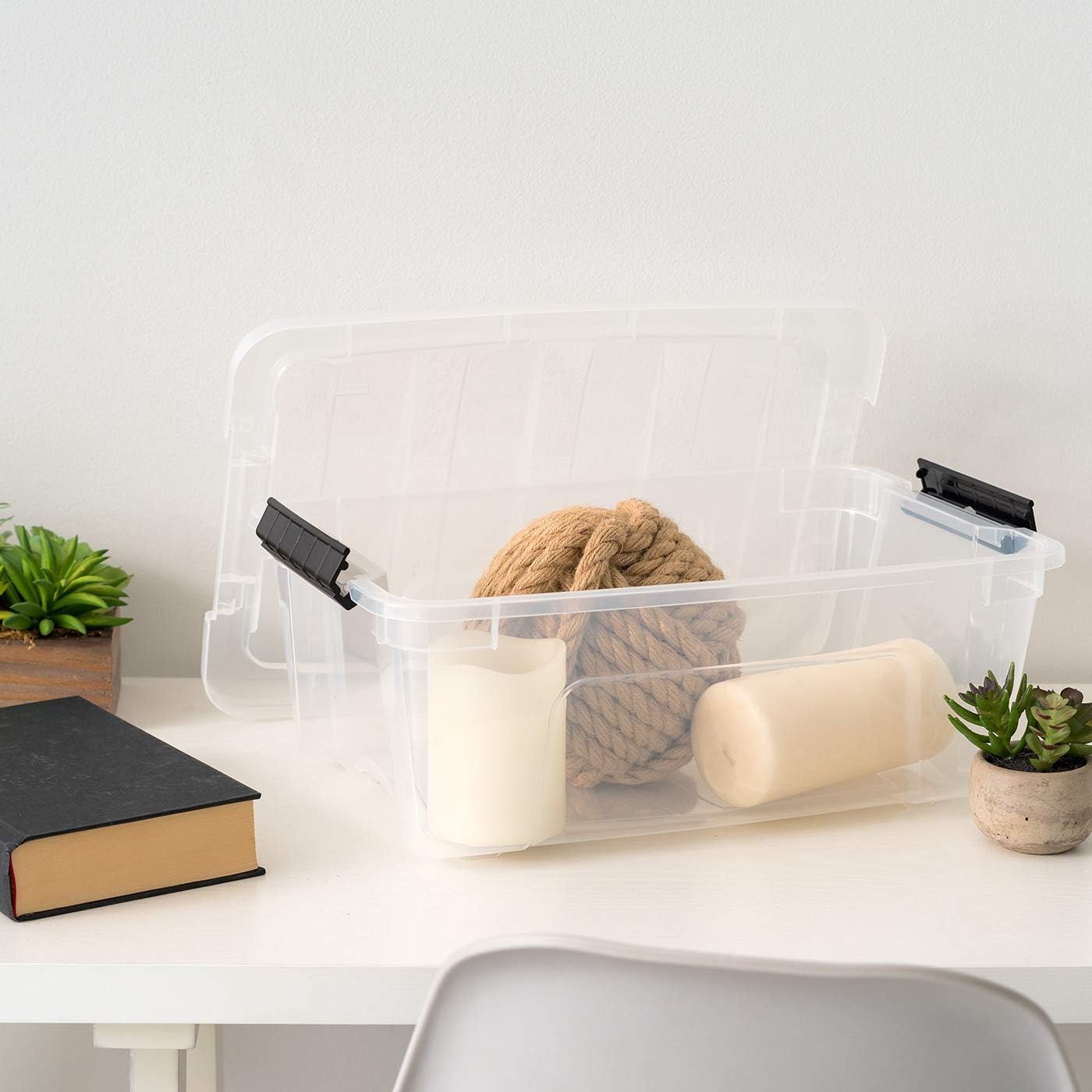 IRIS USA 6-Pack 6 Quart Storage Bins with Lids | Transparent design makes contents easy to find. Ideal for shoes, photos, documents, and small essentials. Nestable design