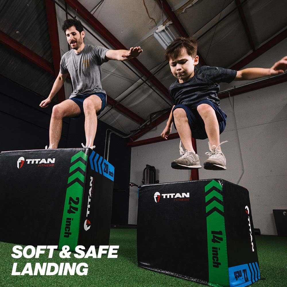 Titan Fitness Youth Heavy Foam Plyometric Jump Box, 12in 14in 16in, Pro-Duty Foam Plyo Box, Step Up Exercise Platform, Box Squat workout Step, Box Jumps for Home Gym, Box Jump Plyometric Box