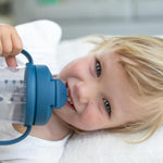 Dr. Brown's Milestones Baby's First Straw Cup, Training Cup with Weighted Straw, 9 oz/270 mL, BPA-free, 6m+, Dark Blue, 1-Pack