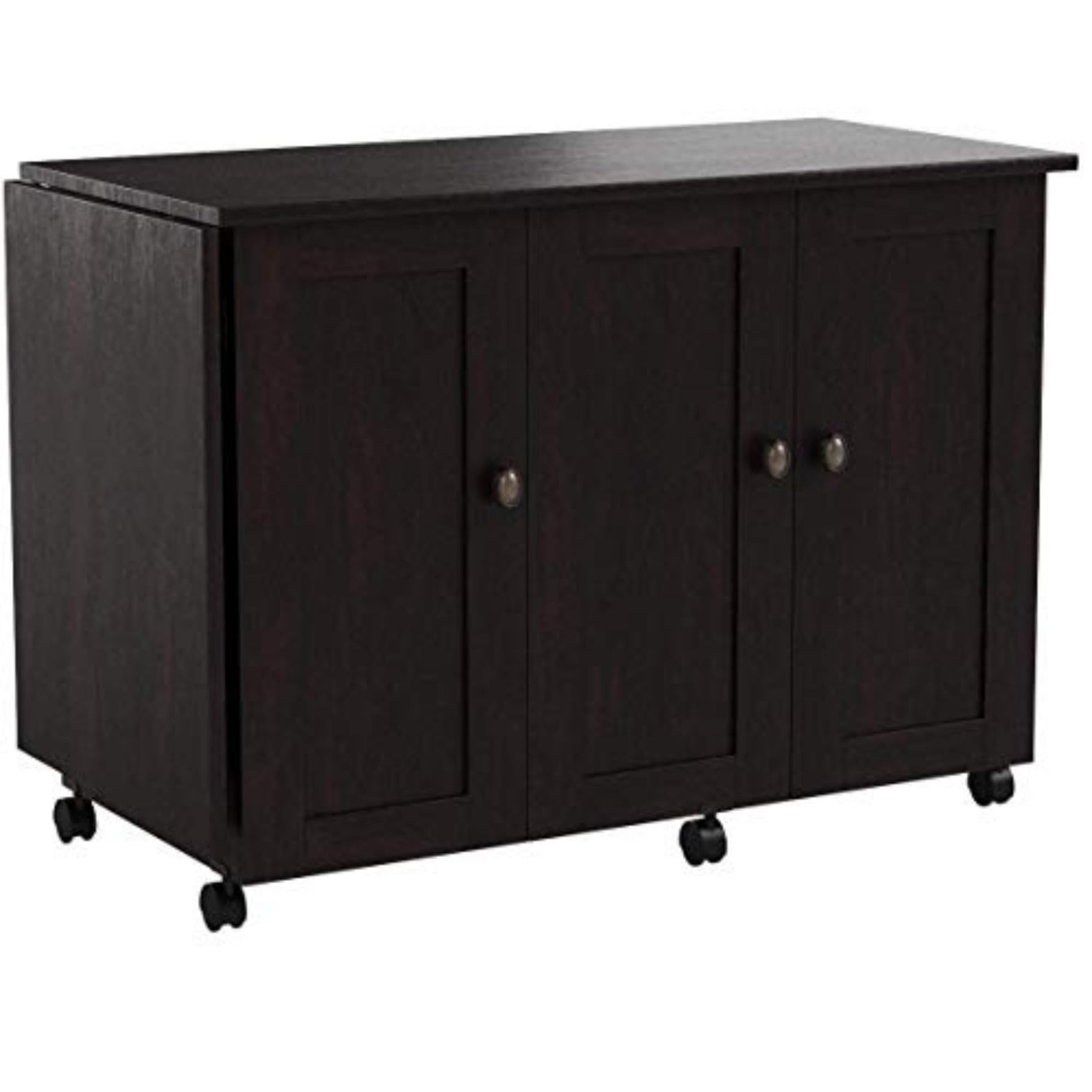 Sauder Miscellaneous Storage Easy Rolling Sewing and Craft Table/Cart/ Pantry cabinets, Cinnamon Cherry finish