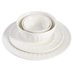 Gibson Home Zen Buffet Porcelain Ceramic Dinnerware Sets for 8, Plates and Bowls Set (40pcs), White Embossed Dishes