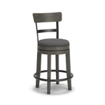 Signature Design by Ashley Valebeck Upholstered Swivel Stool, Cushioned Seat, Woven Fabric Upholstery, Wood, 24" H, Brown & Black