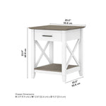 Bush Home End Table with Drawer, Nightstand with Storage, Living Room and Bedroom Furniture, Key West Collection, Washed Gray