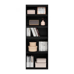 Furinno Jaya Book Shelf, 5-Tier Bookshelf, Bookcase with Adjustable Shelves, 9.5 x 24.5 x 71.2, for Organization and Storage, for Living Room, Bedroom, Home Office, Blackwood