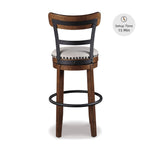 Signature Design by Ashley Valebeck Upholstered Swivel Stool, Cushioned Seat, Woven Fabric Upholstery, Wood, 24" H, Brown & Black