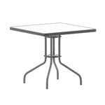 Flash Furniture Barker 23.5" Square Indoor/Outdoor Tempered Glass Patio Side Table, Outdoor Patio Table for Commercial or Residential Use, Clear/Black