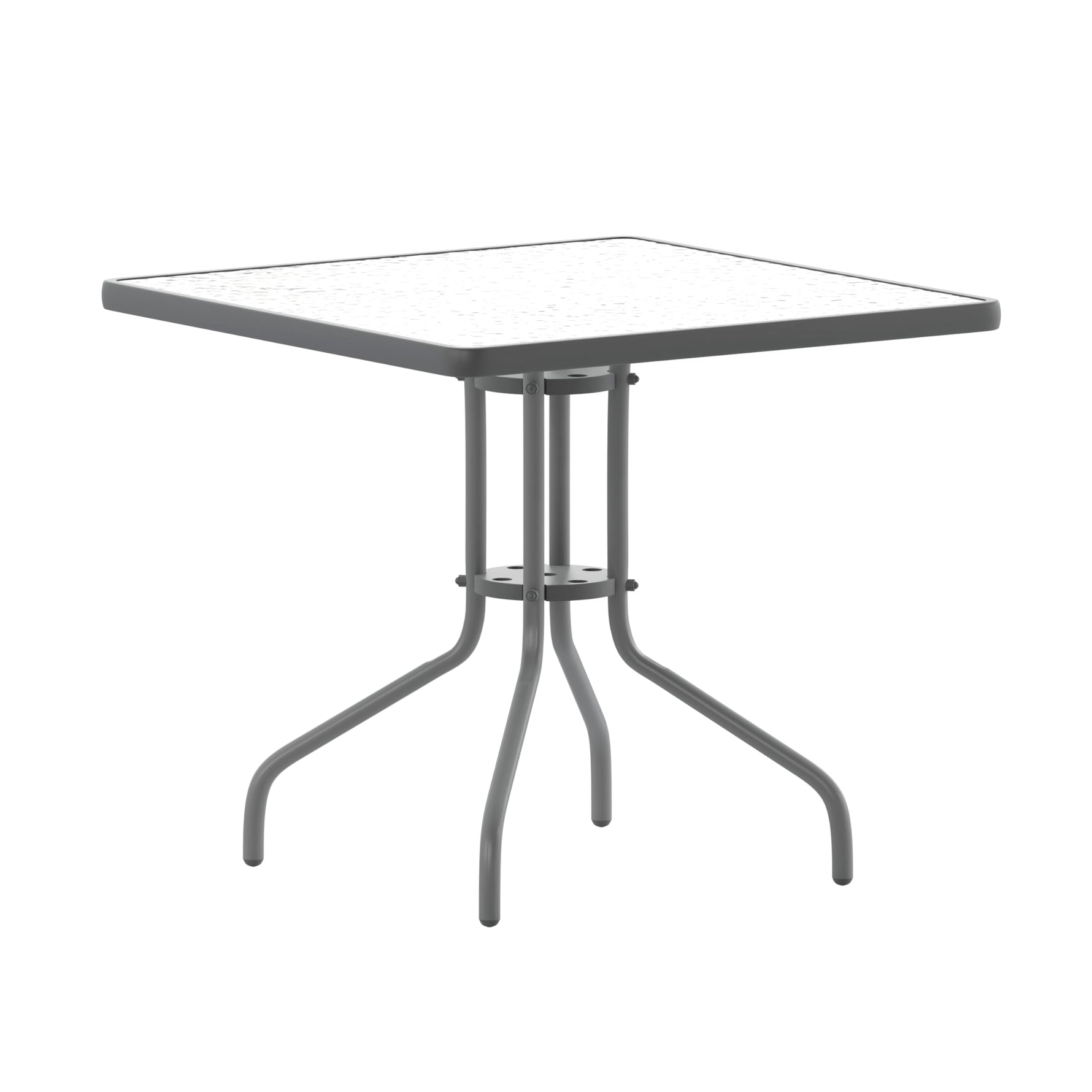 Flash Furniture Barker 23.5" Square Indoor/Outdoor Tempered Glass Patio Side Table, Outdoor Patio Table for Commercial or Residential Use, Clear/Black