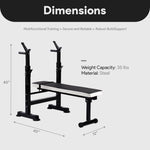 BalanceFrom Steel Weight Bench with Squat Rack, Adjustable Seat, and Recliner – Foldable Home Gym Equipment with 6-Position Barbell Holder and Leg Developer, 400 Pound User Capacity