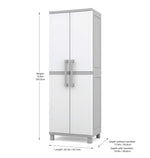 Keter Storage Cabinet with Doors and Shelves for Laundry Room, Garage, Bathroom Accessories, Closet and Home Organization, White & Grey