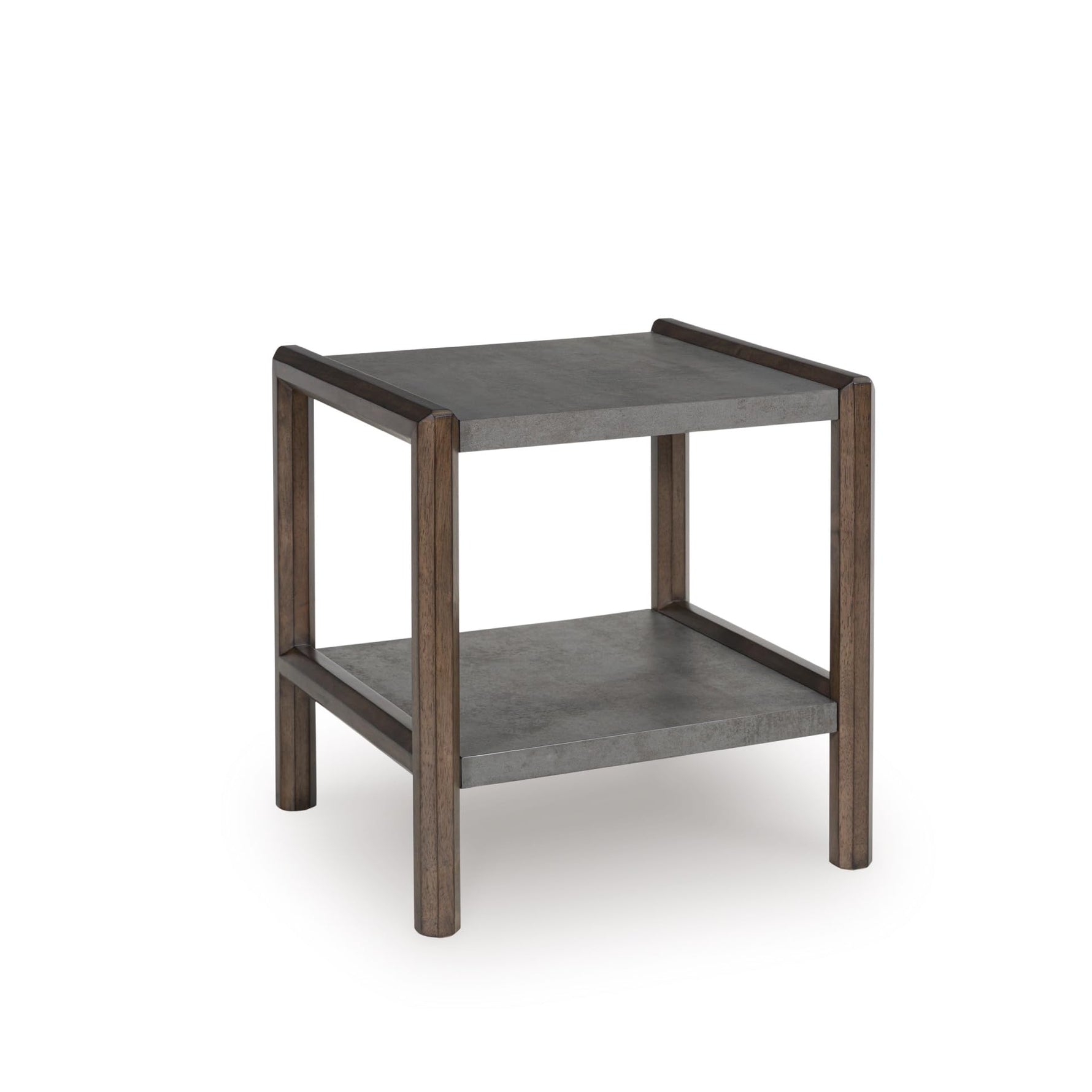 Signature Design by Ashley Havalance Farmhouse Rectangular End Table, Floor Shelf, Wood, 26" W x 24.13" D x 24" H, Vintage Gray & White with Weathered Finish