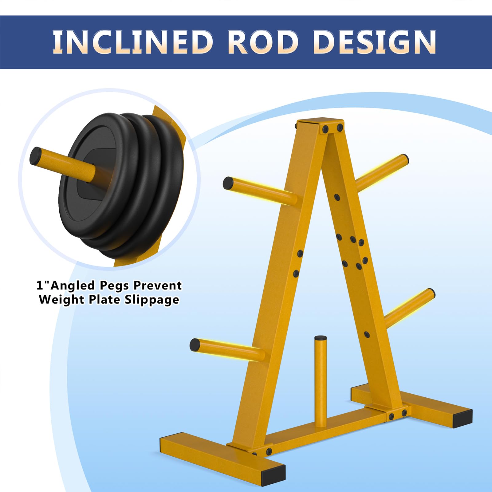 Weight Plate Rack, Weight Tree, Home Gym Storage Stand, Holds 300 lbs
