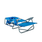 Ostrich the Heavy-Duty Backpacker, Portable Beach Chair with Face Hole, Adjustable Lounge Chair with Face Opening, Cup Holder, & 325lb Capacity, Blue