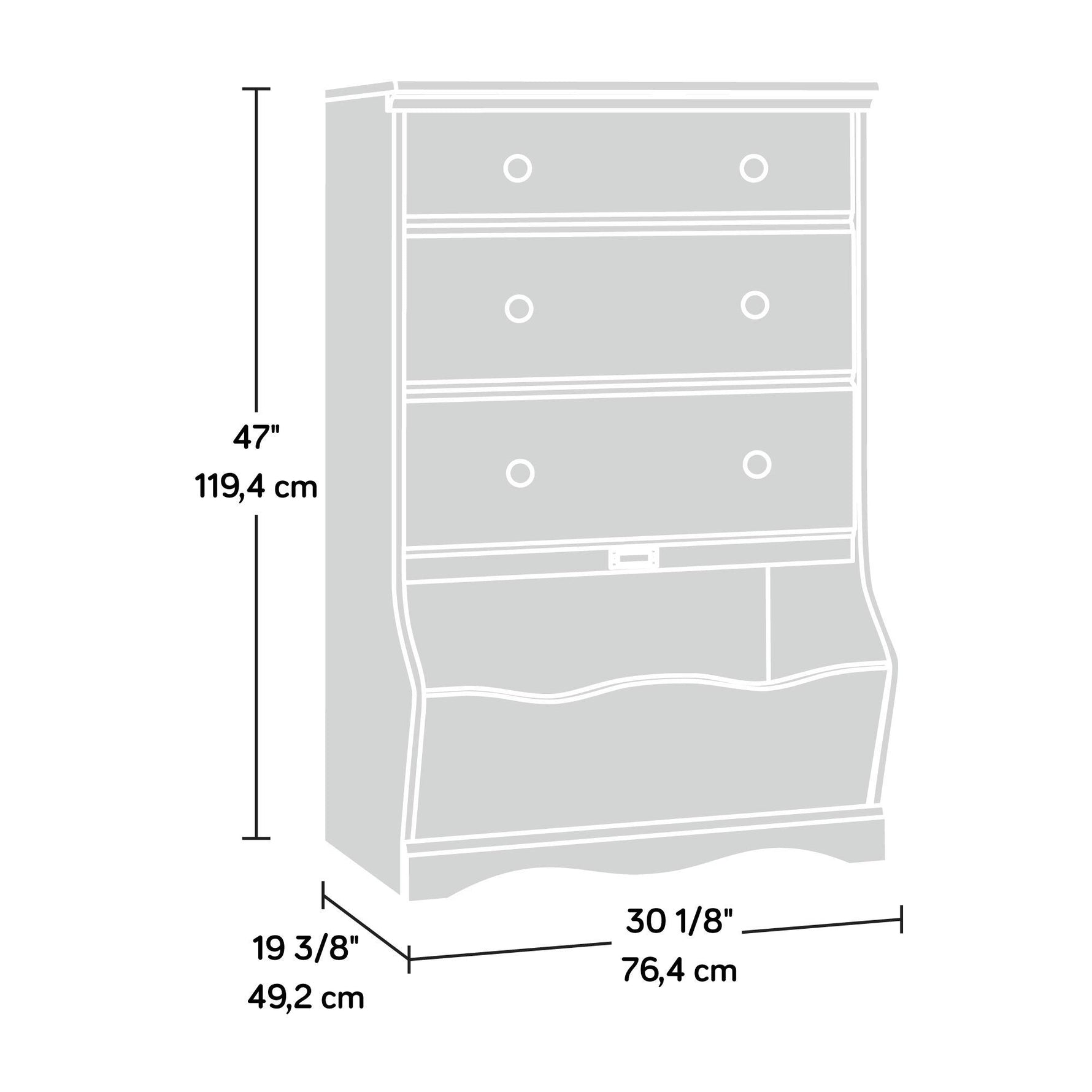Sauder Pogo Toy Storage Chest Organizer, Kids Bookcase, Toy Box Bin for Bedroom, Living Room, in Soft White finish