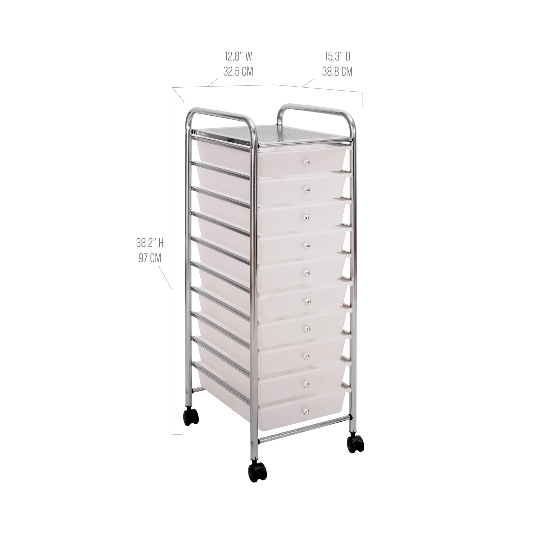 Seville Classics Rolling Utility Organizer Storage Cart , for Home Office, School, Classroom, Scrapbook, Hobby, Craft, 15 Drawer, Black