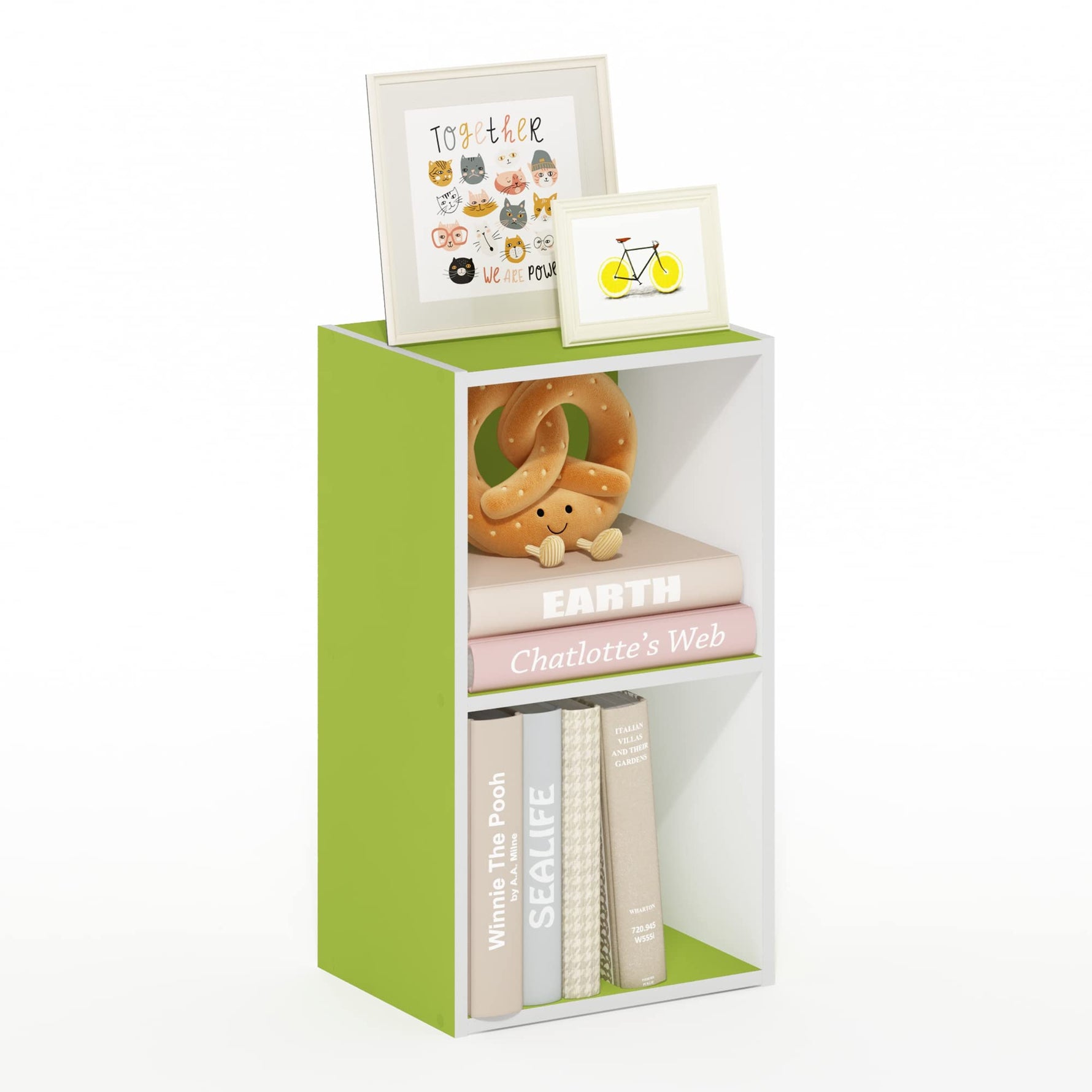 Furinno LUDER Book Shelf, 5-Cube Bookshelf, Reversible Bookcase, 9.4 x 19.5 x 31.5, Easy Assembly, for Living Room, Bedroom, Home Office, White