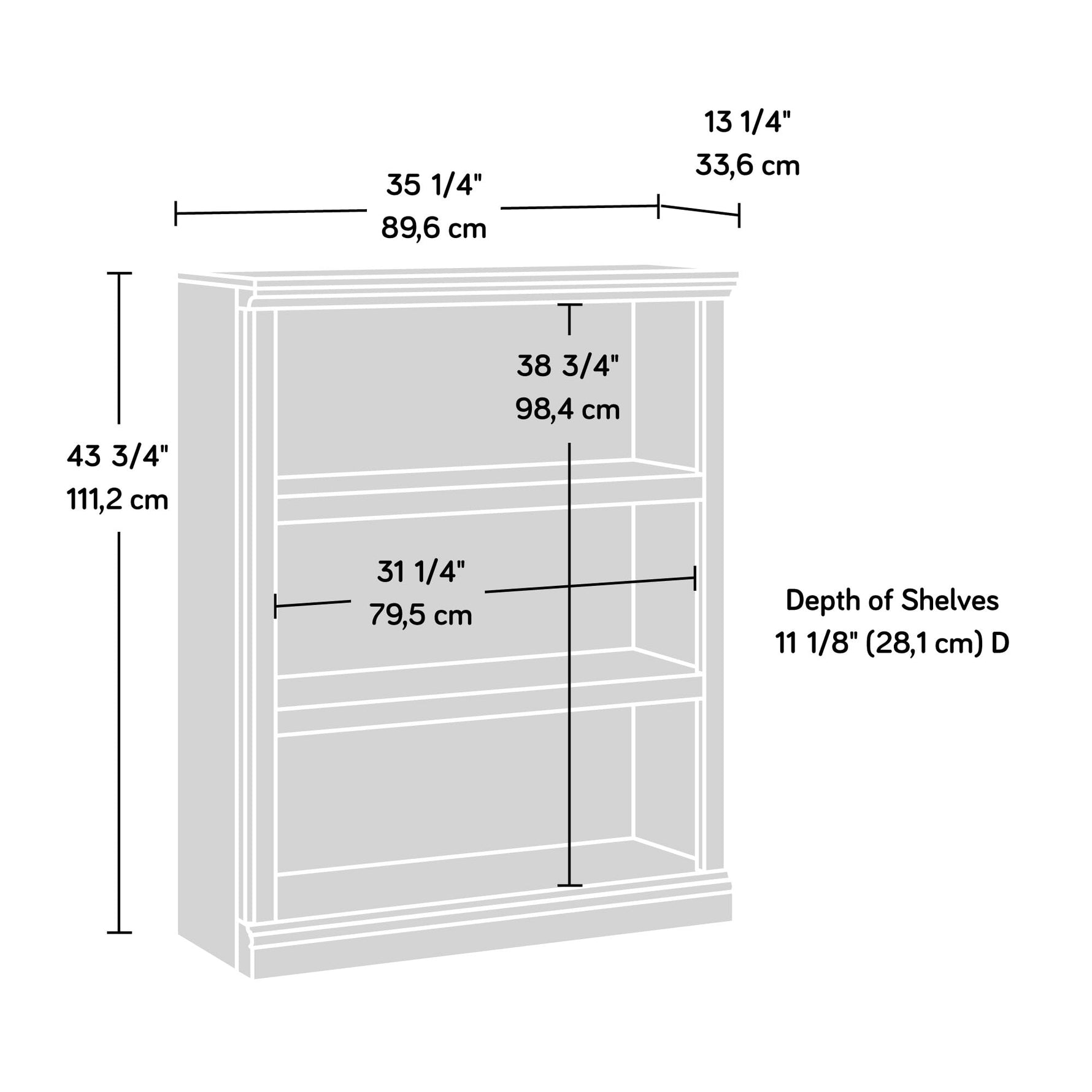 Sauder Miscellaneous Storage 3-Shelf Bookcase/ Book shelf, Oiled Oak finish