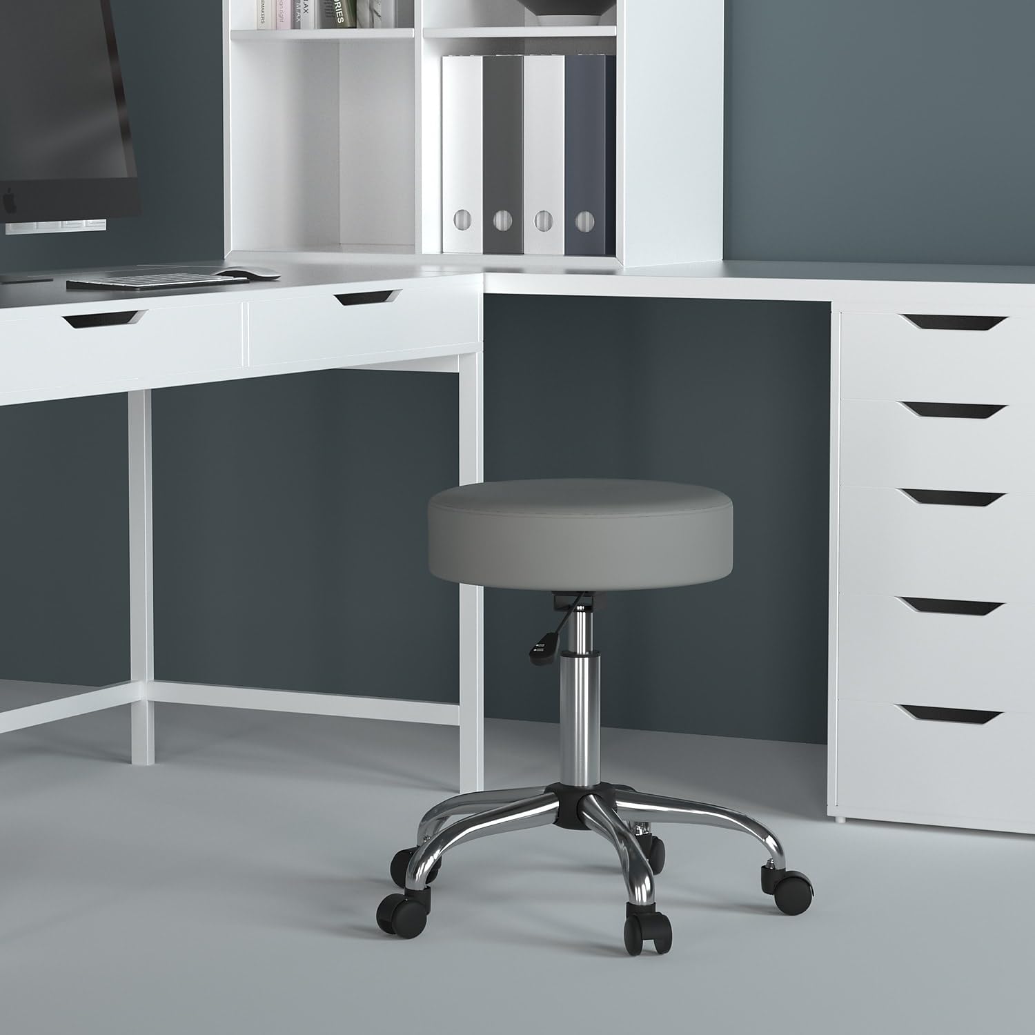 Boss Office Products Antimicrobial Vinyl Medical Spa Stool in Black